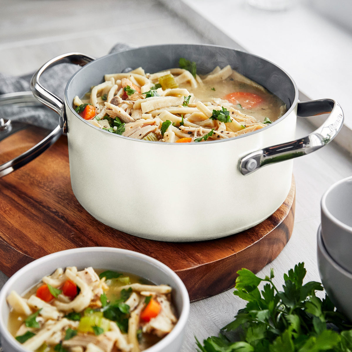 Valencia Pro Ceramic Non-Stick 11-Piece Cookware Set | Cream