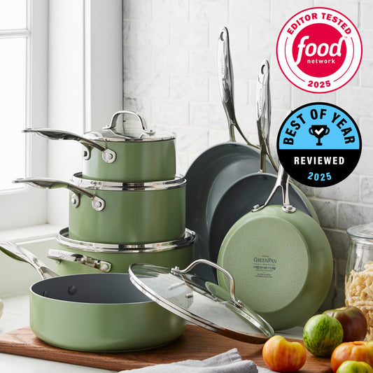 Valencia Pro Ceramic Non-Stick 11-Piece Cookware Set | Sage