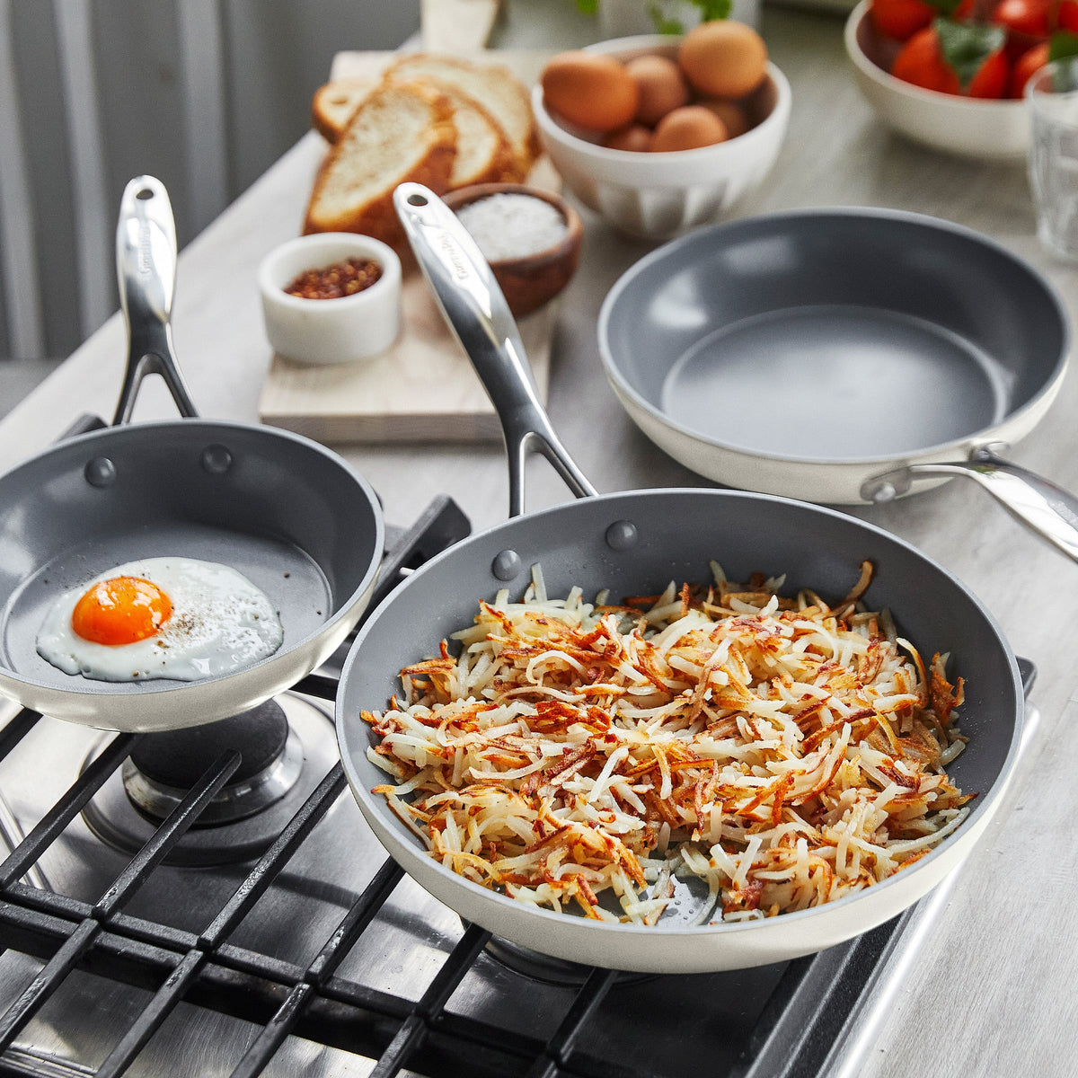 Valencia Pro Ceramic Non-Stick 19-Piece Cookware Set | Cream