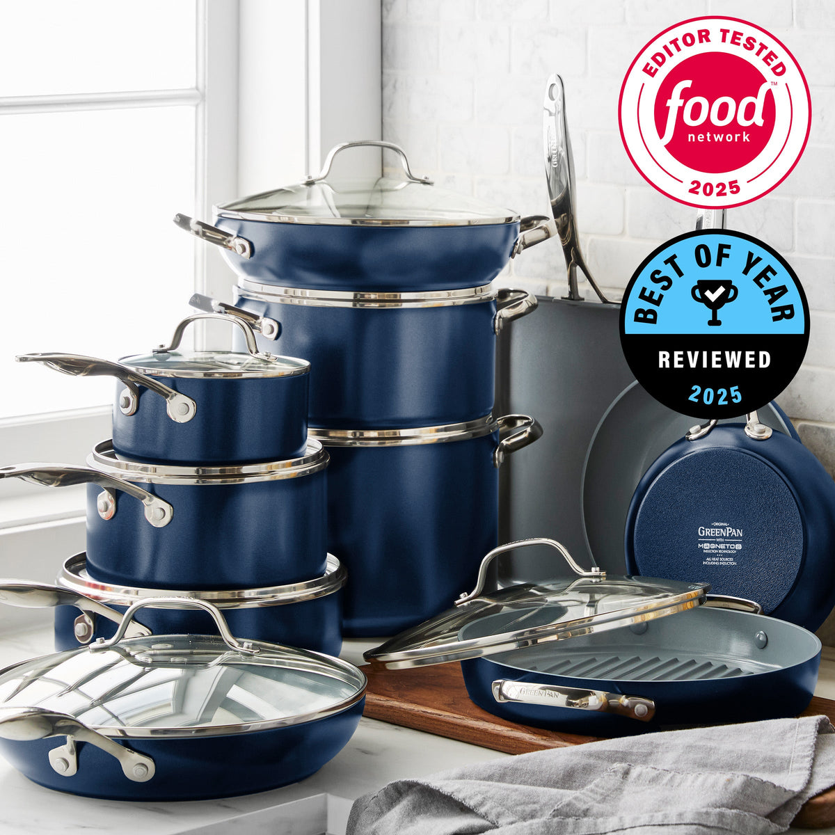 Valencia Pro Ceramic Non-Stick 19-Piece Cookware Set | Twilight