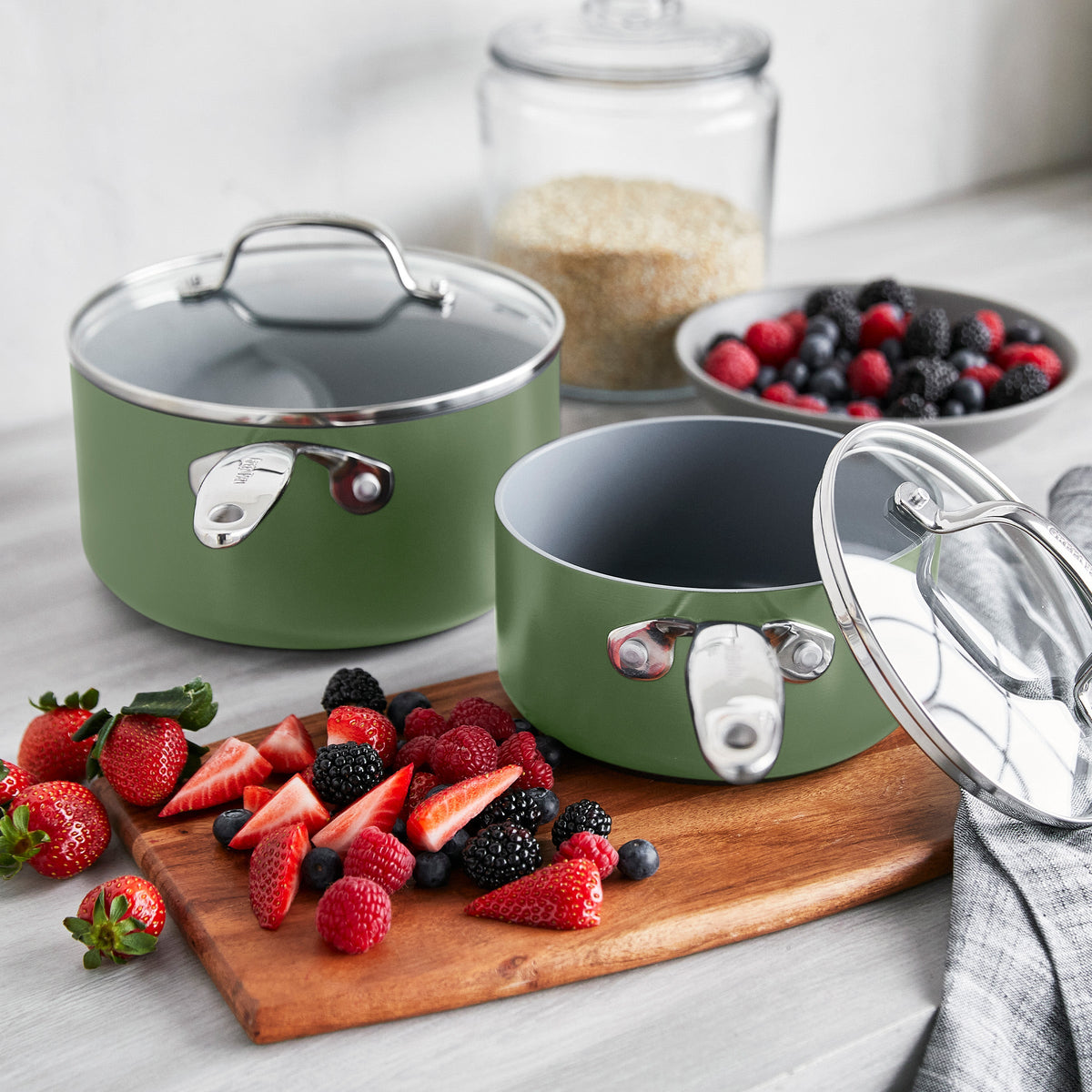 Valencia Pro Ceramic Non-Stick 19-Piece Cookware Set | Sage
