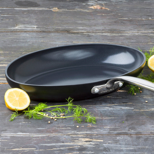 Barcelona Ceramic Non-Stick Oval Fish Sauté Pan