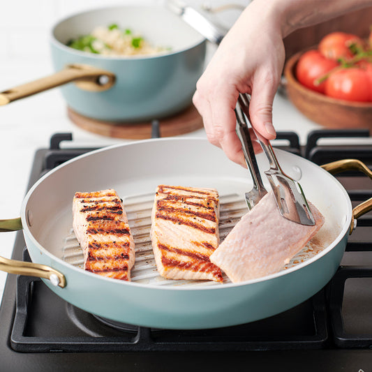 Reserve Ceramic Non-Stick 28cm Grill Pan | Smoky Blue