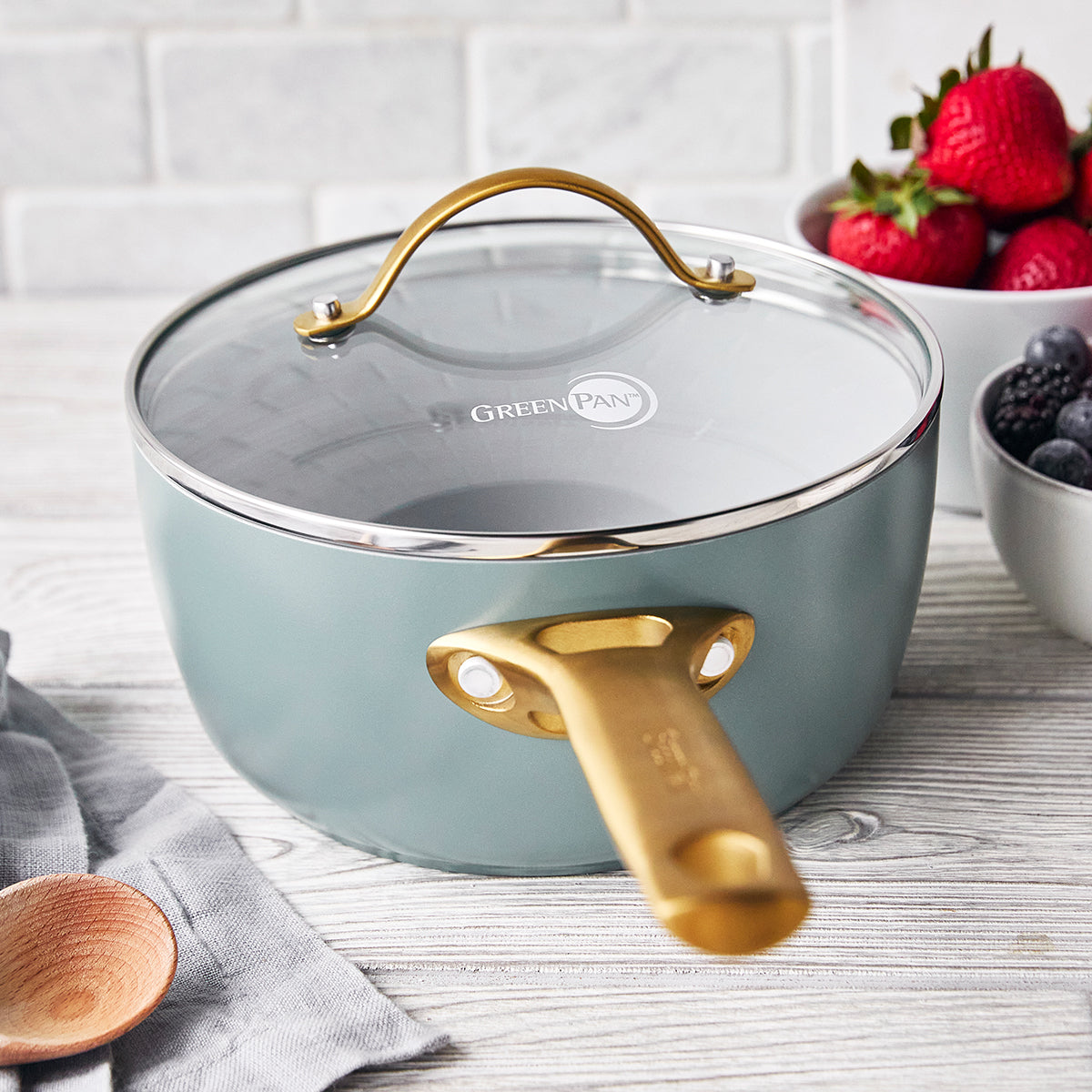 Reserve Ceramic Non-Stick 1.9-Litre Saucepan with Lid | Smoky Blue