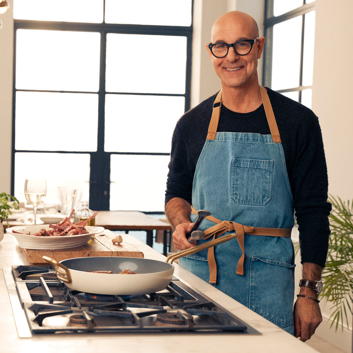 Stanley Tucci™ Ceramic Non-Stick 20cm and 26cm Frypan Set | Carrara White