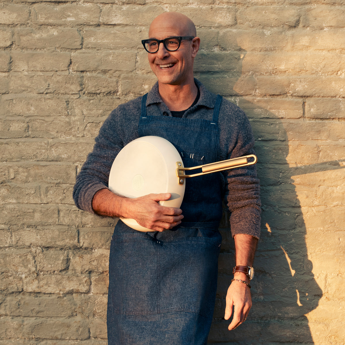 Stanley Tucci™ Ceramic Non-Stick 30 cm Frypan with Lid | Carrara White