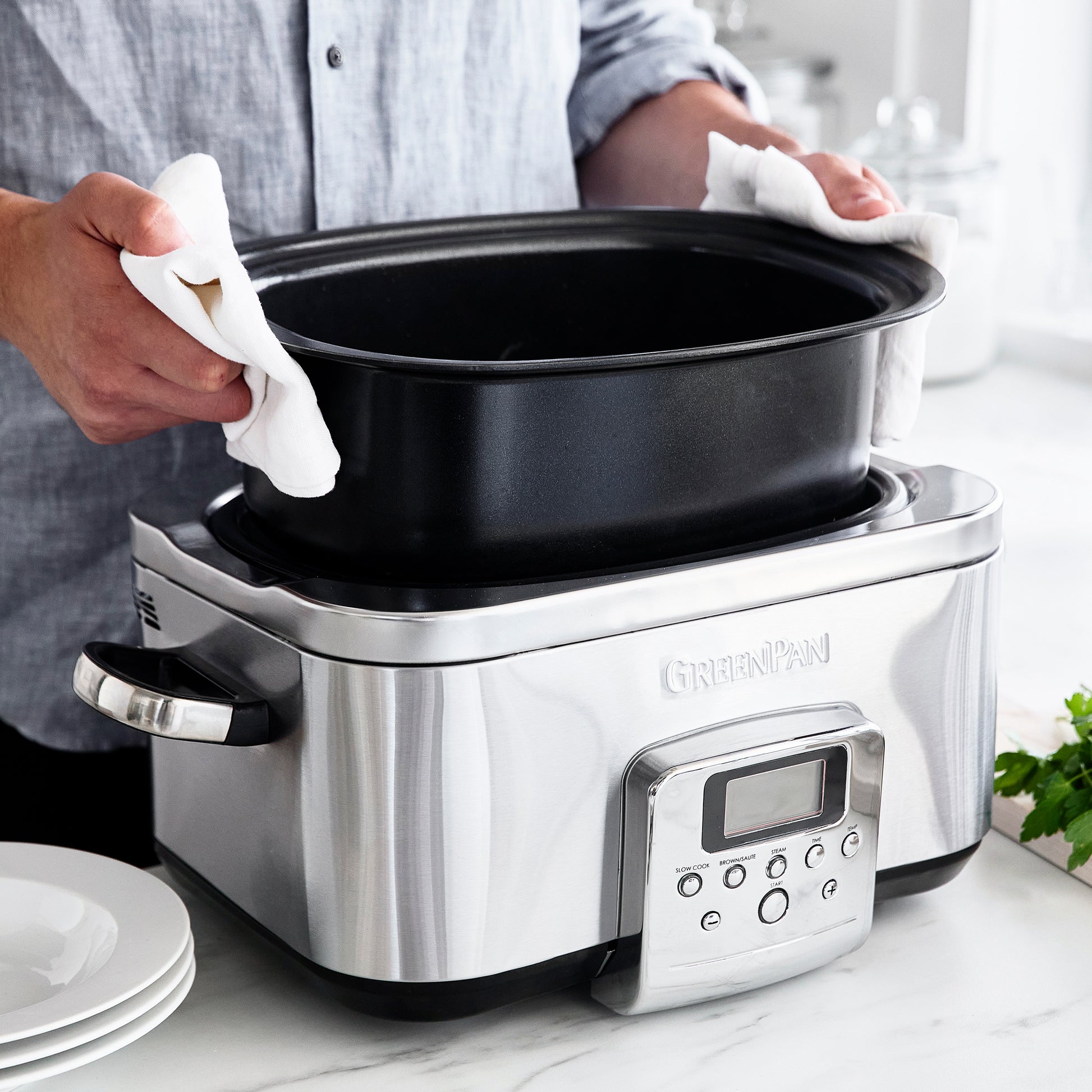GreenPan™ Premiere Stainless-Steel Slow Cooker + The Slow Way To