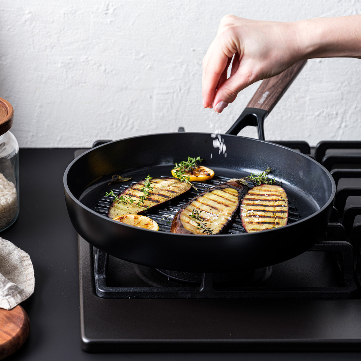 Eco-SmartShape Ceramic Non-Stick 28 cm Grill Pan | Dark-Wood Handle