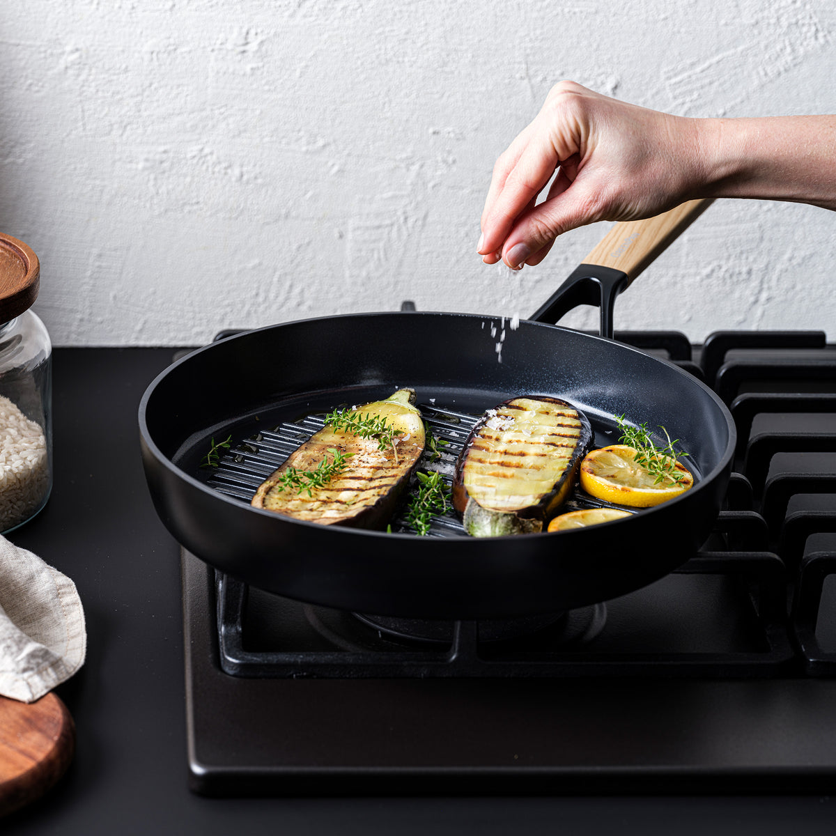 Eco-SmartShape Ceramic Non-Stick 28 cm Grill Pan | Light-Wood Handle
